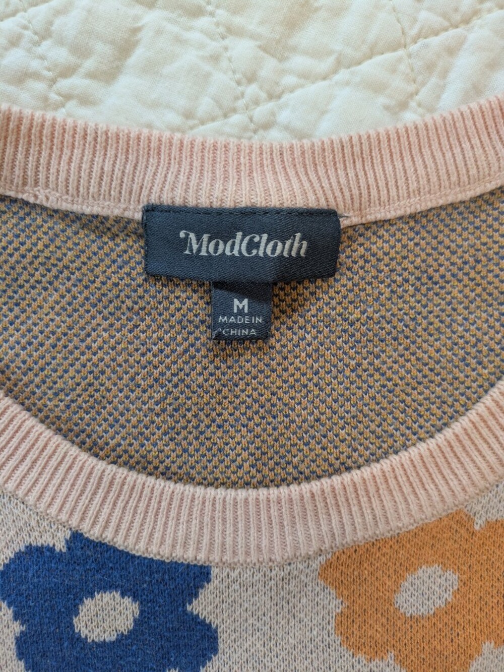 ModCloth Pink Floral Jacquard Knit Sweater Tee - Picture 2 of 6
